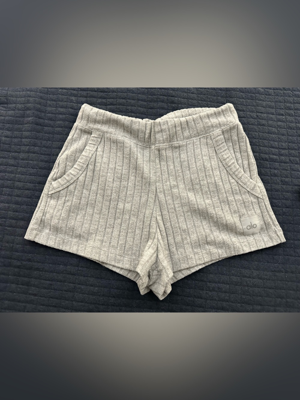 ALO Yoga Gray Ribbed Lounge Shorts